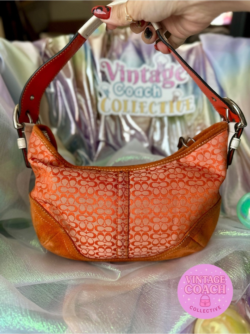 Coach soho orange suede mini hobo
